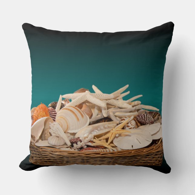Treasures Seashells Teal Bild Kudde (Framsida)