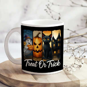 "Treat eller Trick" Halloween-penselstreck Kaffemugg