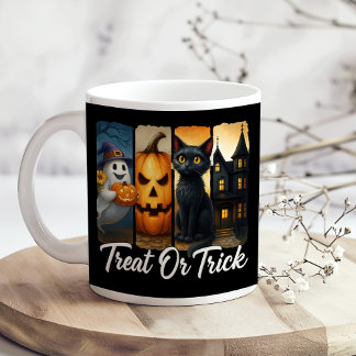 "Treat eller Trick" Halloween-penselstreck Kaffemugg