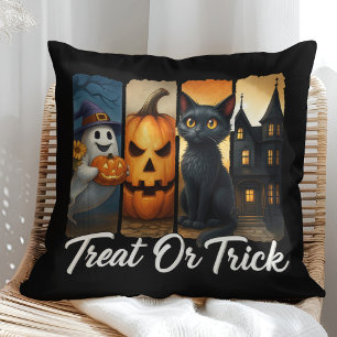 "Treat eller Trick" Halloween-penselstreck Kudde