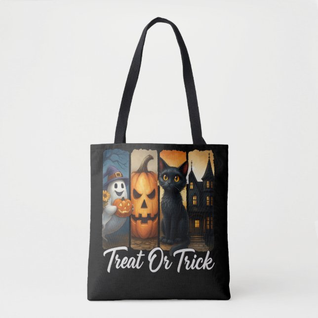 "Treat eller Trick" Halloween-penselstreck Tygkasse (Framsida)