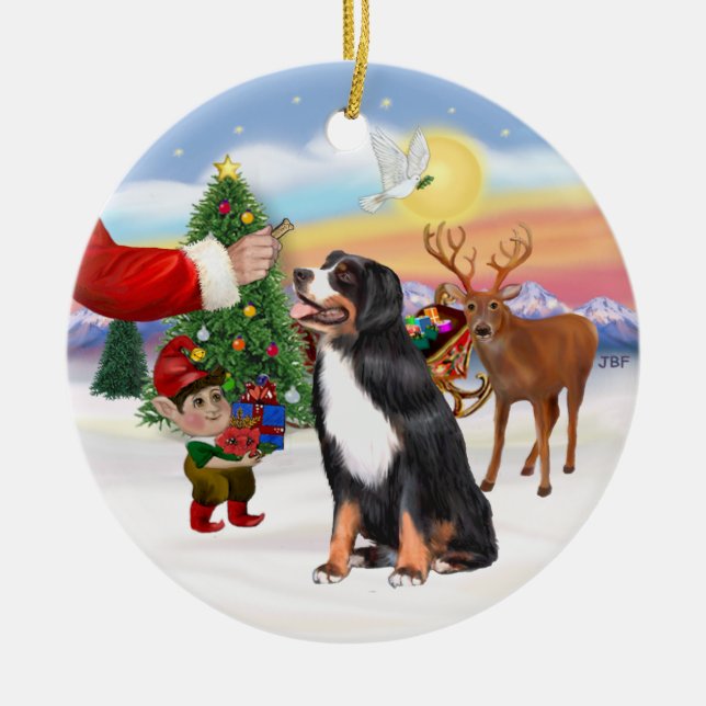 Treat för en Bernese Mountain Hund Julgransprydnad Keramik (Framsidan)