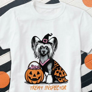 Treat Inspecção Crested Hund Halloween T Shirt