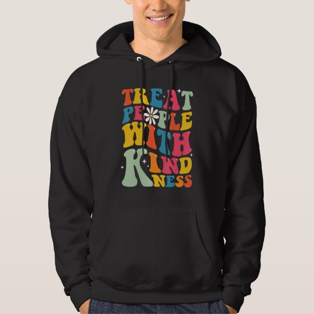 Treat People With Kindness Retro TPWK Inspirationa Hoodie (Framsida)