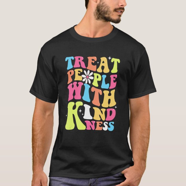 Treat People With Kindness Retro TPWK Inspirationa T Shirt (Framsida)