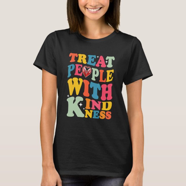 Treat People With Kindness Retro TPWK Inspirationa T Shirt (Framsida)
