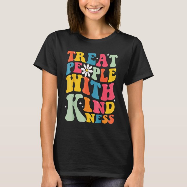 Treat People With Kindness Retro TPWK Inspirationa T Shirt (Framsida)