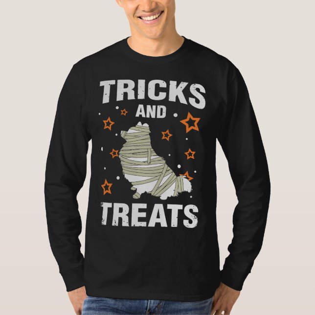 Treats Amp Tricks Pommanian Halloween Costume Mors T Shirt (Framsida)
