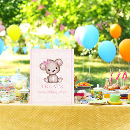 Treats Bord Cute Girl Bear Baby Shower Poster