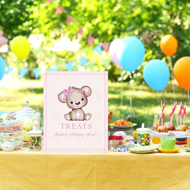 Treats Bord Cute Girl Bear Baby Shower Poster (Skapare uppladdad)