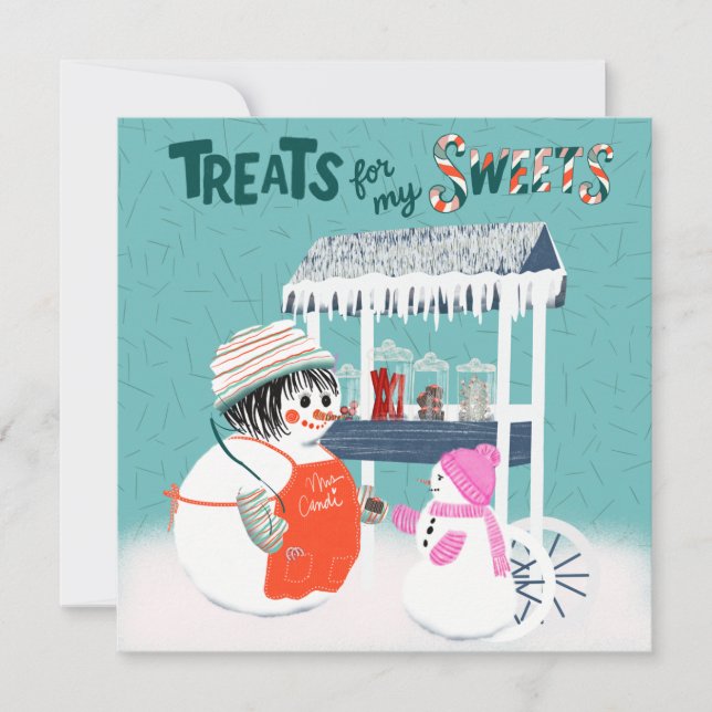 Treats For My Sweets SnowWoman and Child Holiday C Inbjudningar (Framsida)