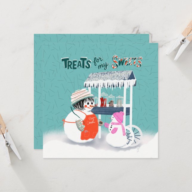 Treats For My Sweets Snowwoman Holiday Card Inbjudningar (Fram/Back In Situ)