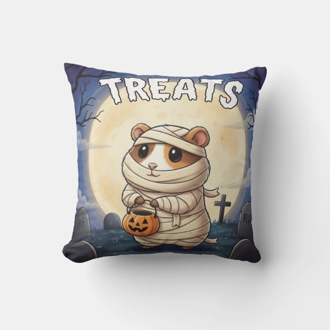 Treats – Mummy Guinea Pig Halloween TinyFur  Kudde (Framsida)