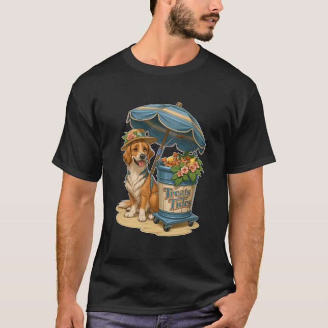 Treats Over Tides Strand Hund Sommar T Shirt (Framsida)