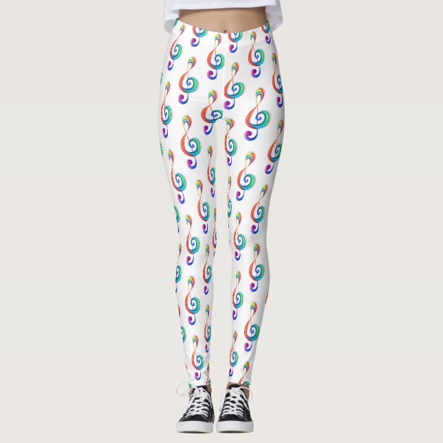 Trebar rainbågssladd med skiktad regnbåge leggings (Framsida)