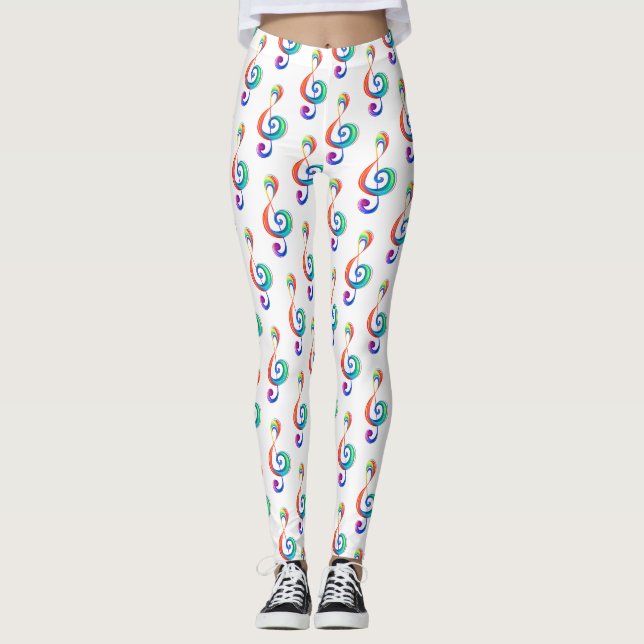Trebar rainbågssladd med skiktad regnbåge leggings (Framsida)