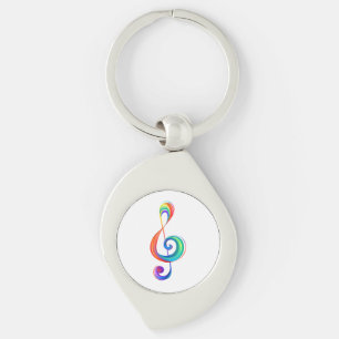 Trebar rainbågssladd med skiktad regnbåge swirl silverfärgad nyckelring