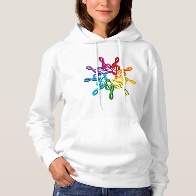 Trebel Clefs in A Mönster Womens Hoodie T-shirt (Framsida)