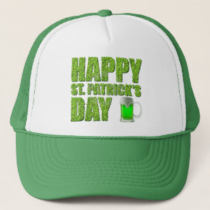 Treblad & grönt öl Glad St.Patricks dag Keps