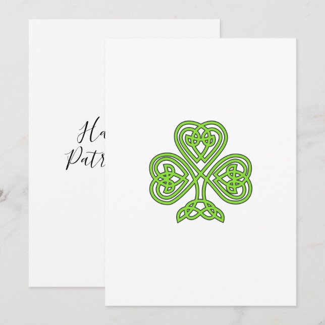 Trebladig lycklig irländsk St. Patricks dag Julkort (Fram/baksida)