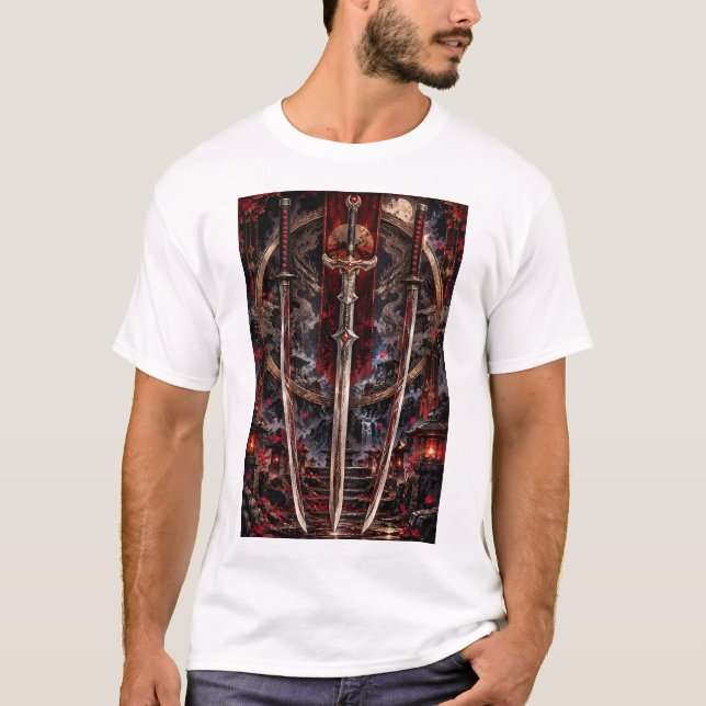 trebladigt svärd t shirt (Framsida)