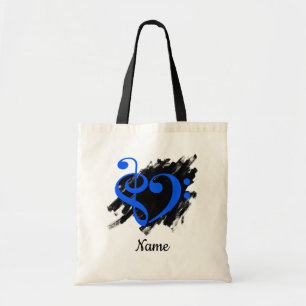 Treble and Bass Clef Heart Royal Blue Anpassade Tygkasse