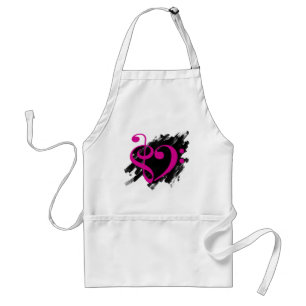 Treble and Bass Clef Musical Heart Fuchsia Förkläde