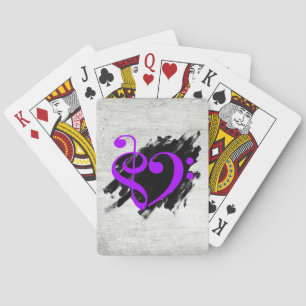 Treble and Bass Clef Musical Heart Lila Casinokort