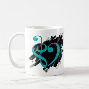 Treble and Bass Clef Musical Heart Turcos Kaffemugg
