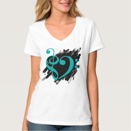 Treble and Bass Clef Musical Heart Turcos T Shirt