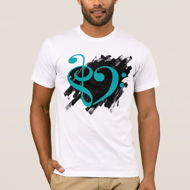 Treble and Bass Clef Musical Heart Turcos T Shirt (Framsida)