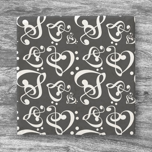Treble Bass Clef Hearts Musik noter Mönster Stenunderlägg (Skapare uppladdad)