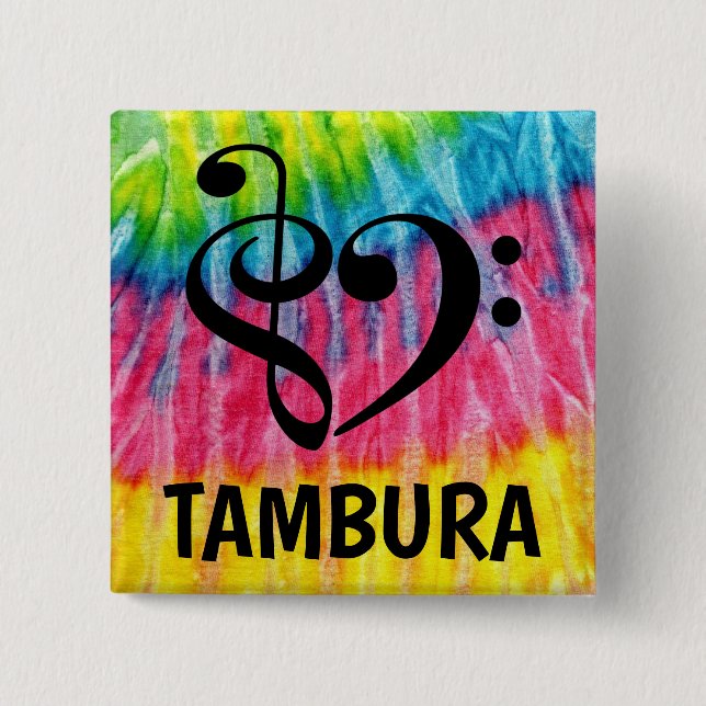 Treble Cass Clef Musical Heart Tambura Knapp (Framsida)
