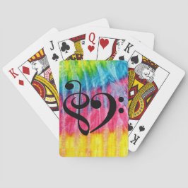 Treble Clef Bass Clef Heart Rainbow Hippie Tie-Dye Casinokort