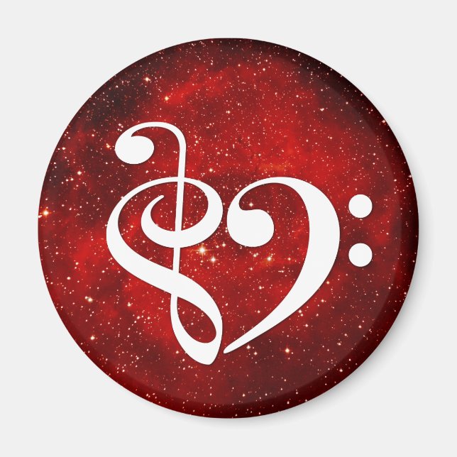 Treble Clef Bass Clef Heart Red Rosette Nebula Magnet (Framsidan)