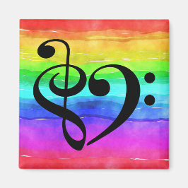 Treble Clef Bass Clef Musical Heart Rainbow Rand Magnet