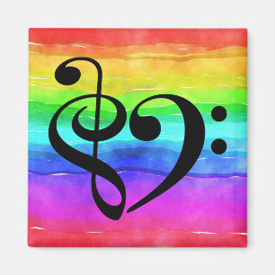 Treble Clef Bass Clef Musical Heart Rainbow Rand Magnet