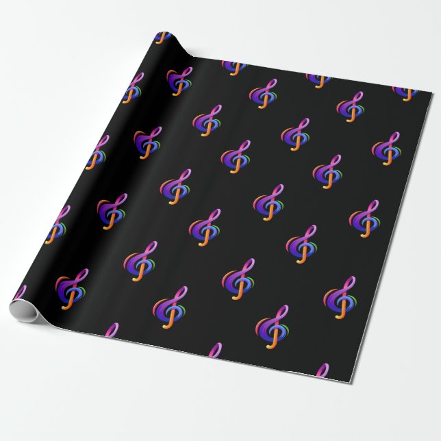 Treble Clef Black Presentpapper (Utrullad)