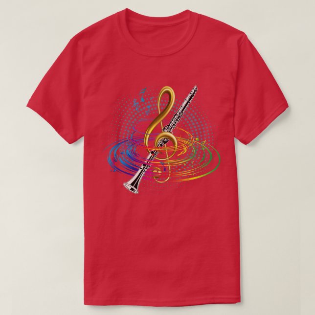 Treble Clef Clarinet T Shirt (Design framsida)