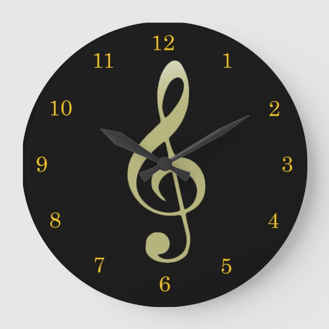 Treble Clef Clock by Leslie Harlow Stor Klocka (Framsida)