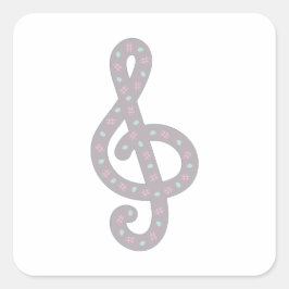 treble clef fyrkantigt klistermärke