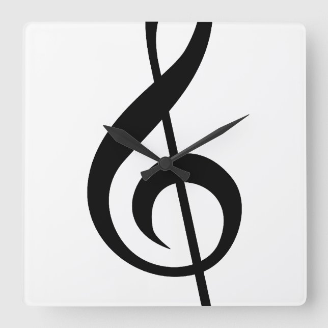 Treble Clef G-Clef Musical Symbol Fyrkantig Klocka (Framsida)