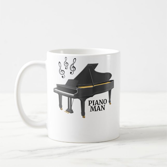 Treble Clef Grand Piano Man Kaffemugg (Vänster)