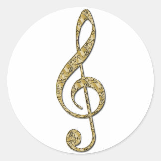 Treble Clef guld Metall Runt Klistermärke