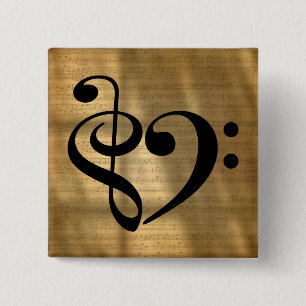 Treble Clef Heart Golden Lakan Music Knapp