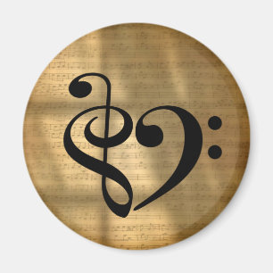 Treble Clef Heart Golden Lakan Music Magnet