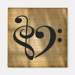 Treble Clef Heart Golden Lakan Music Magnet