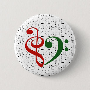Treble Clef Heart Music Älskare jul Knapp