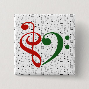 Treble Clef Heart Music Älskare jul Knapp