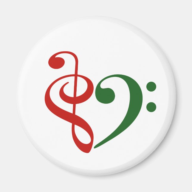 Treble Clef Heart Music Älskare jul Magnet (Framsidan)